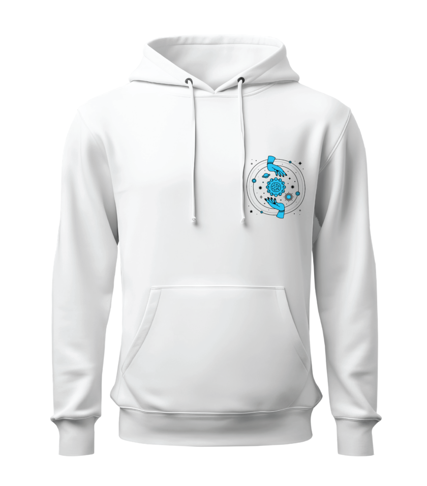 Printed White Hoodie For The Winter