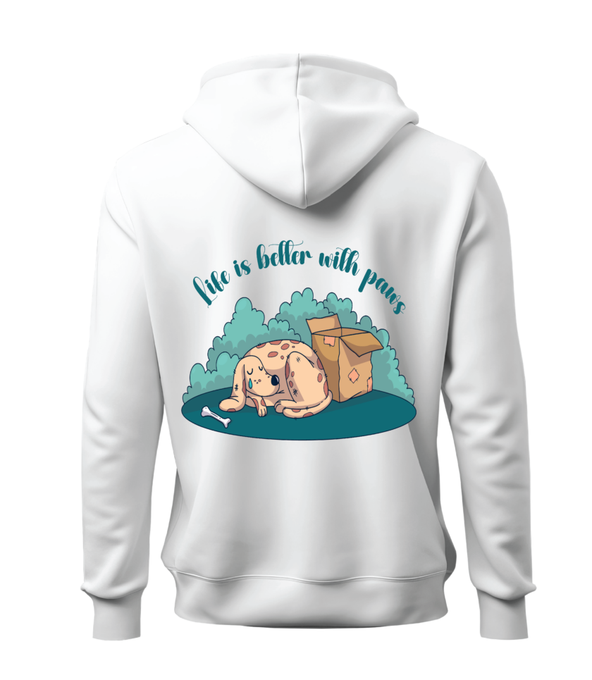 Printed White Hoodie For The Winter - Image 2