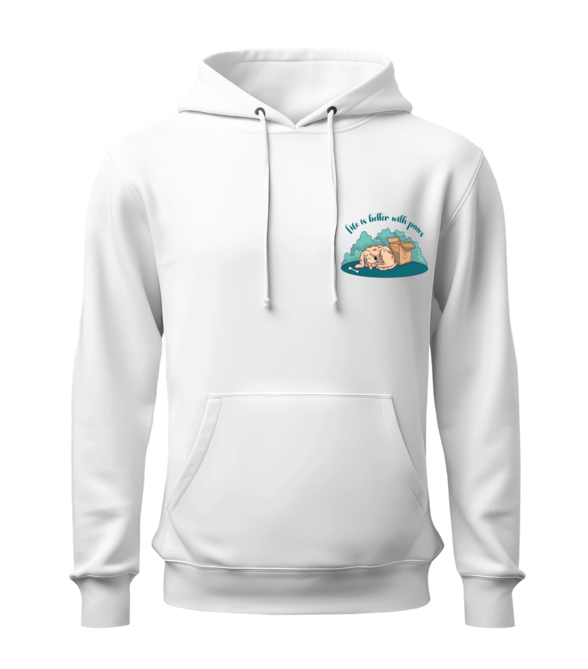 Printed White Hoodie For The Winter