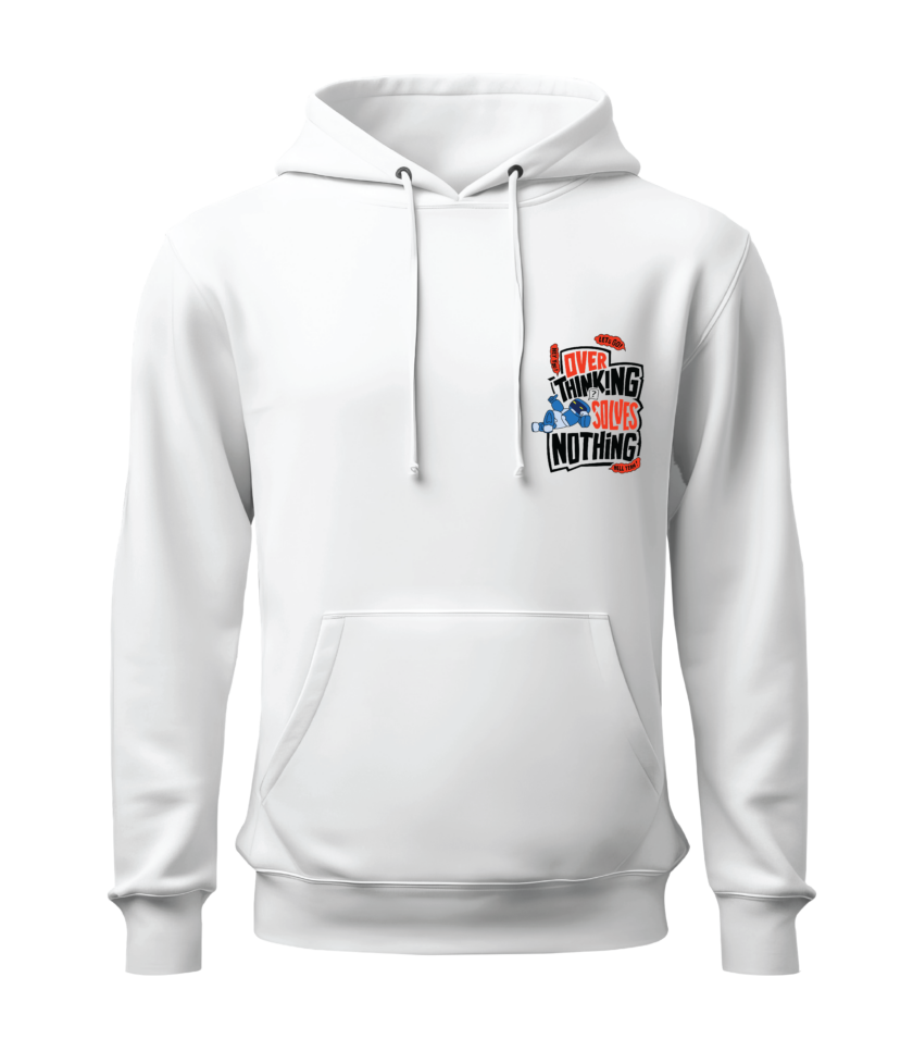 Printed White Hoodie for Winter