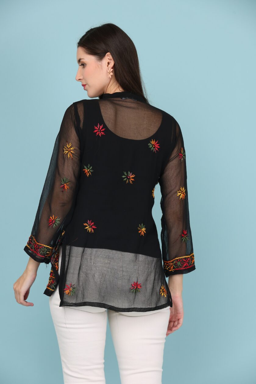 Casual Regular Sleeves Embroidered Women Multicolor Top - Image 2