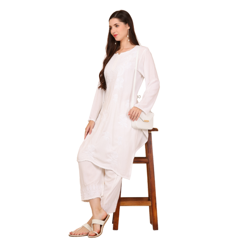 Long Chikankari kurti - Image 3