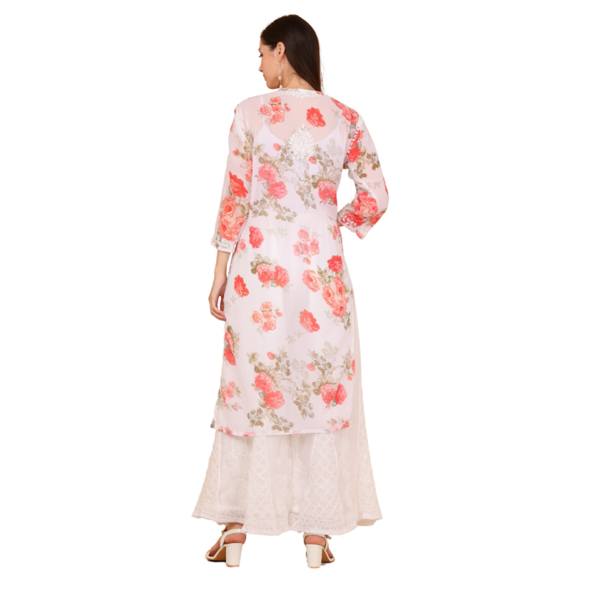 Printed Long Chikankari Kurti - Image 2