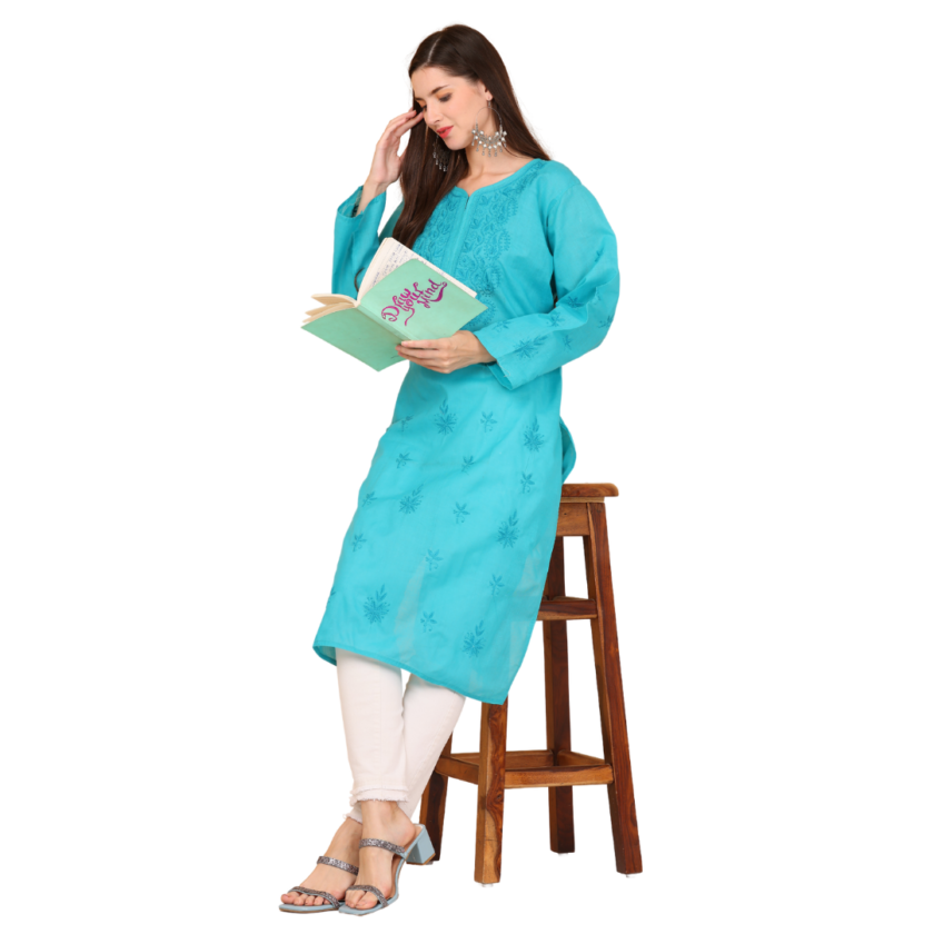 Long Chikankari Women Kurti - Image 3